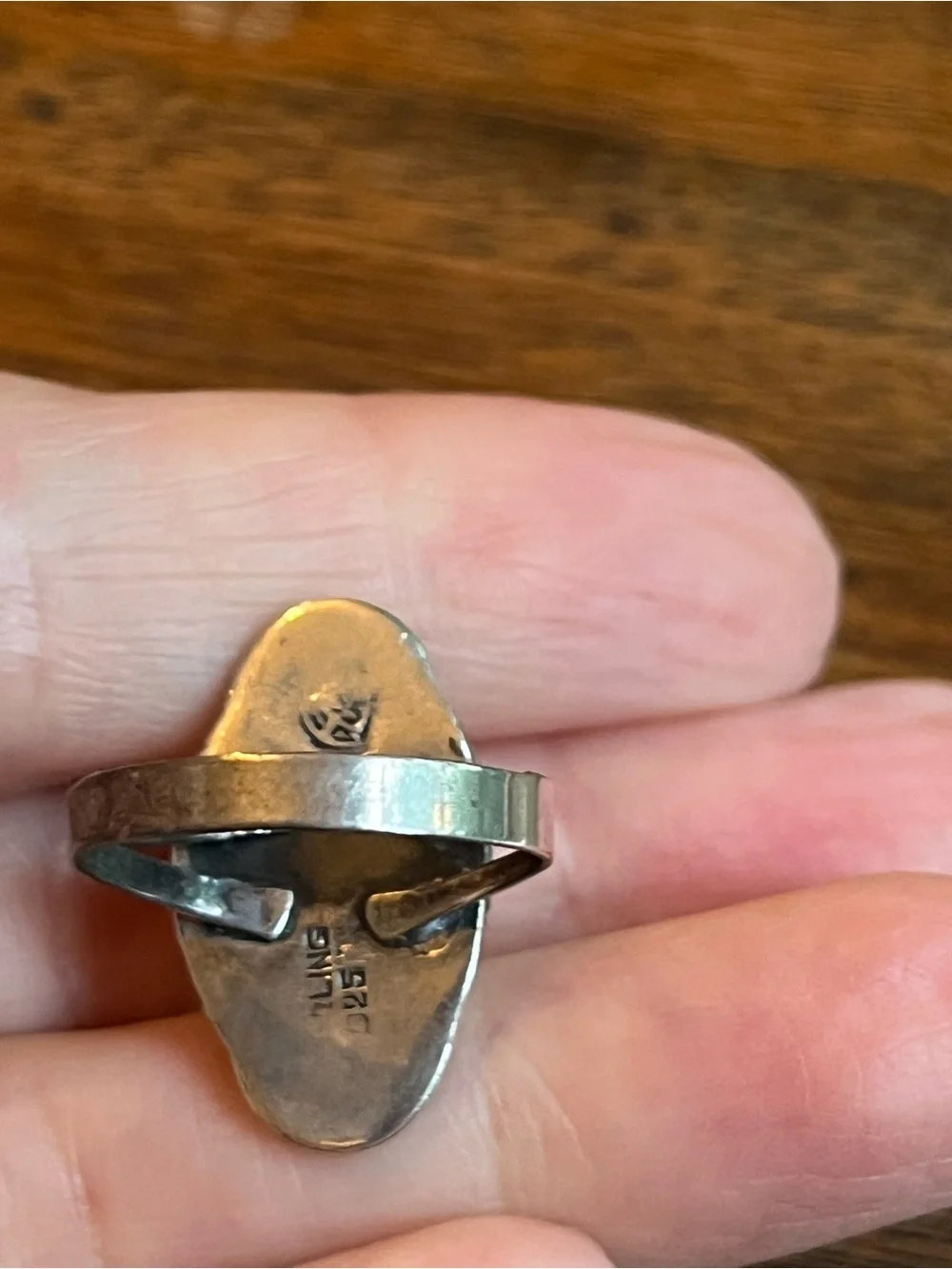 Vintage Native American Sterling Silver Amber Oval Ring